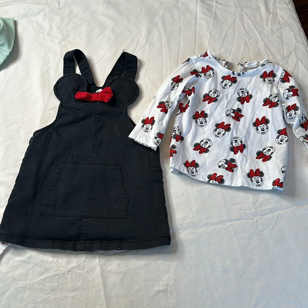 Disney Baby size 9 month bundle Pink Minnie Mouse Onesie, Winnie the Pooh outfit